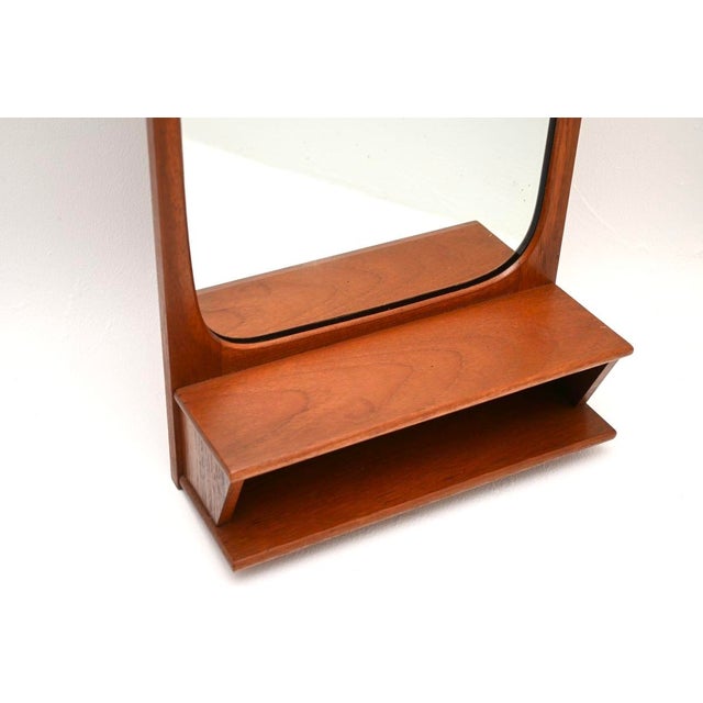 Wood Vintage Danish Teak Mirror by Pedersen and Hansen, 1960 For Sale - Image 7 of 8