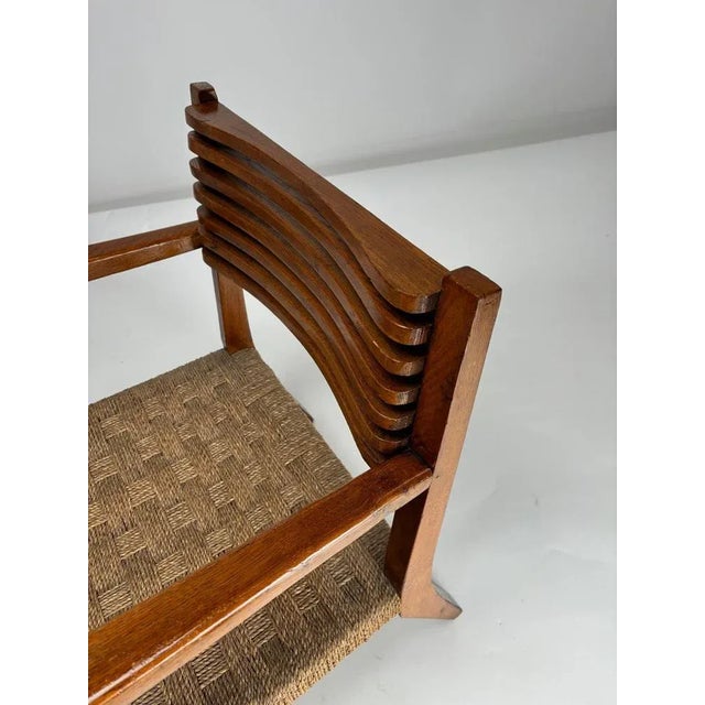 Wood Vintage Italian Wood and Rope Armchair, 1930s For Sale - Image 7 of 10