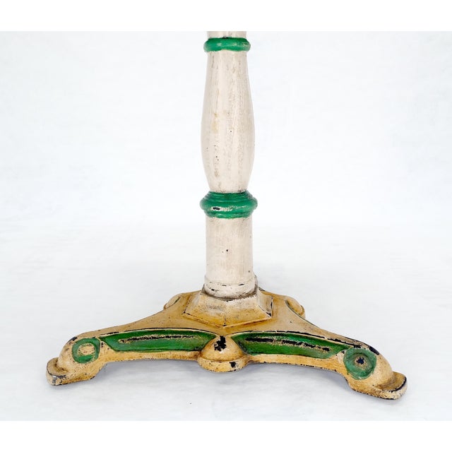 Copper 33" Dia Round Top Gueridon Center Cafe Table on Paint Decorated Iron Base For Sale - Image 11 of 12
