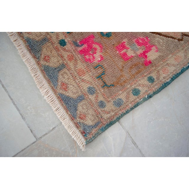Textile Turkish Hand Made Small Rug Doormat Enrtyway Decor - 1'10" X 3'9" For Sale - Image 7 of 13