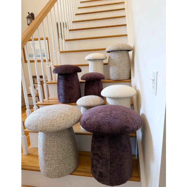 A Trio of Purple Custom Mushroom Footstools For Sale - Image 11 of 17