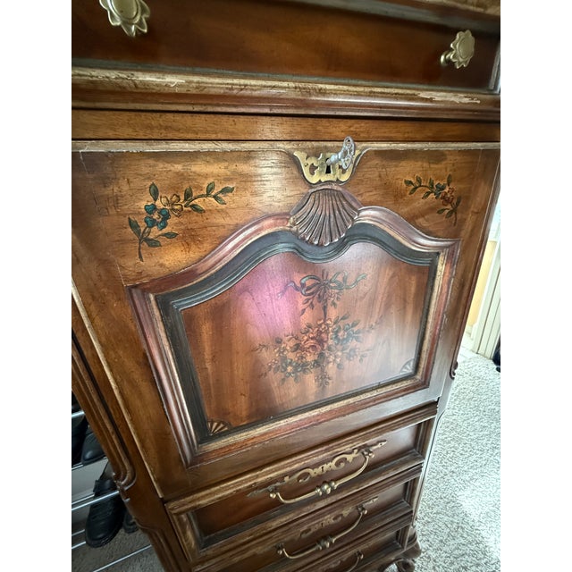 Mid 20th Century French Provincial Jewelry Chest / Petite Secretary Cabinet by Drexel Heritage For Sale - Image 9 of 11