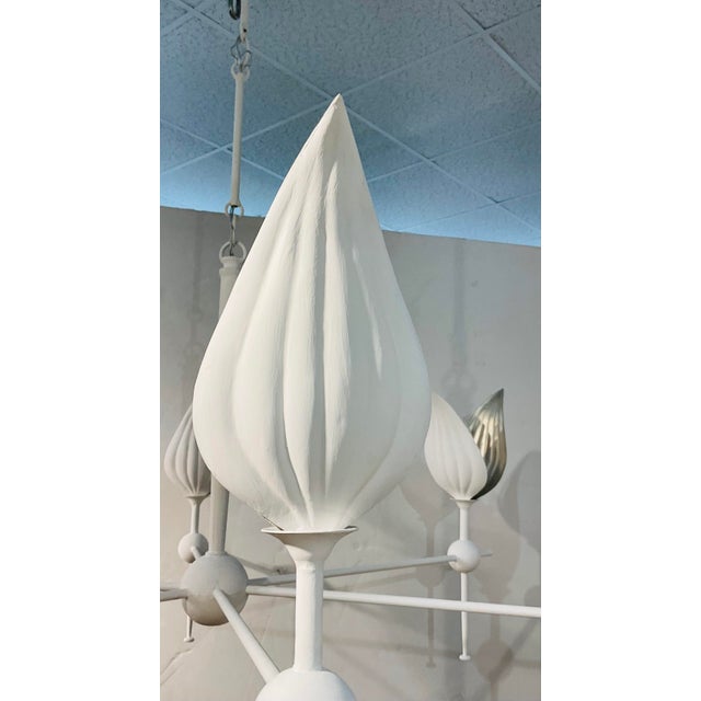 2020s Currey & Company Modern White Metal Peace Lily Chandelier For Sale - Image 5 of 7