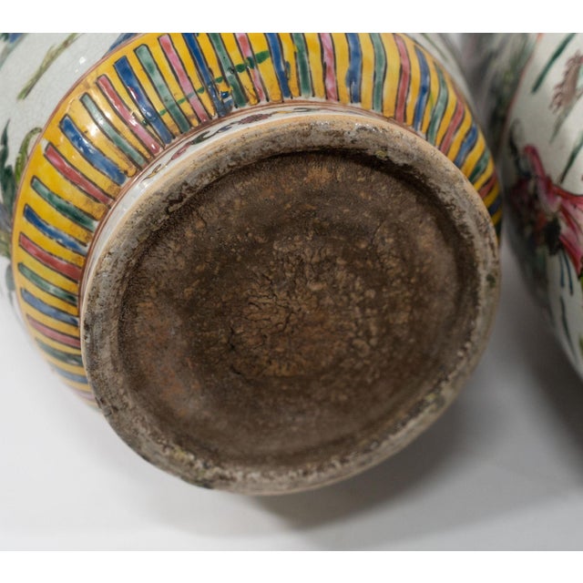 1900 - 1909 Pair of Chinese Famille Verte Vases, 1900's For Sale - Image 5 of 5