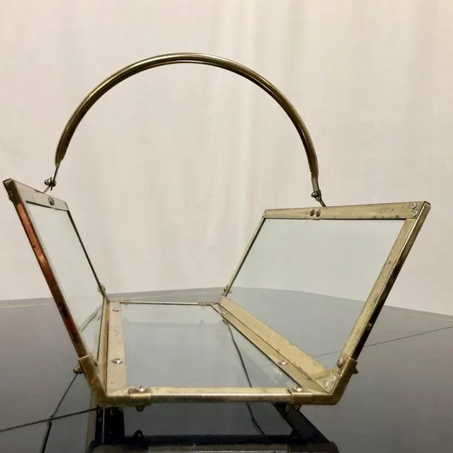 Transparent Vintage Brass & Glass Magazine Rack Holder For Sale - Image 8 of 11