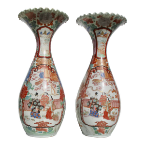 Japanese Edo 1880s Matching Vases Hichozan Shinpo--a Pair of 2
