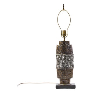Marcello Fantoni Mid Century Brutalist Copper Table Lamp For Sale