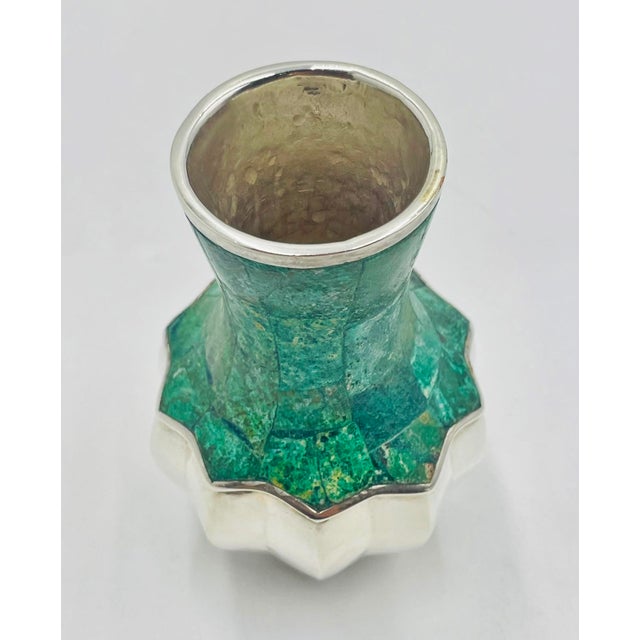 Metal Vintage Emilia Castillo Silver & Malachite Vase, Mexican Silversmithing For Sale - Image 7 of 13