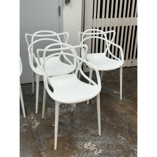 White In the Style of Kartell Masters Dining Chairs, Set of Four For Sale - Image 8 of 12