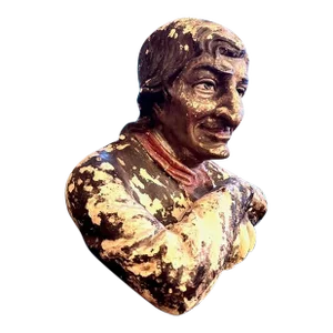 Antique 19th Century Plaster Cast French Half Bust Figural Retail Shop Sign