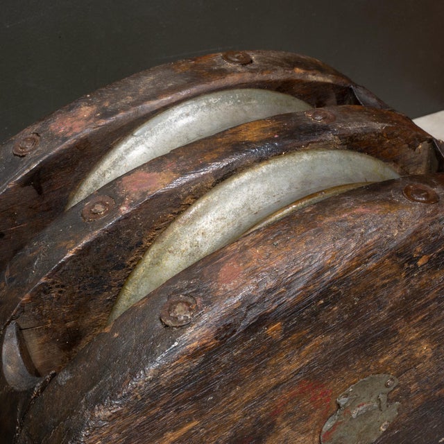 Mid 19th Century Large Antique Block and Tackle Nautical Pulley c.1850-1930 For Sale - Image 5 of 9