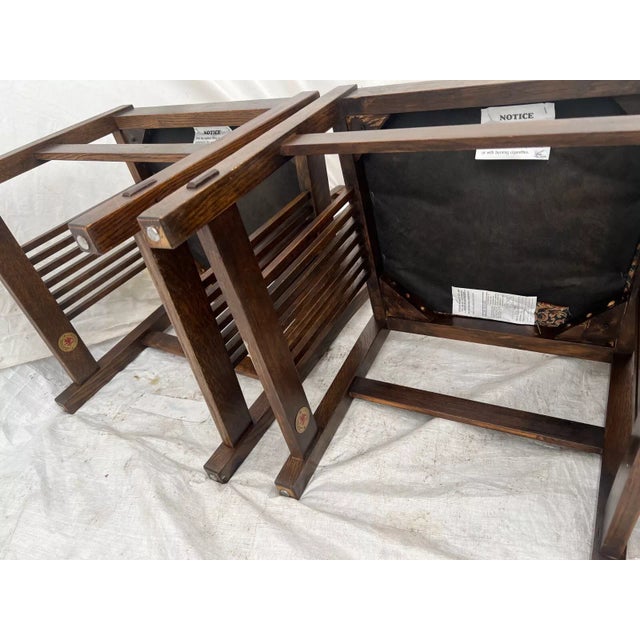 1990s Stickley Mission Side Chairs Spindle Back and Sides Dark English Oak - Set of 4 For Sale - Image 11 of 11