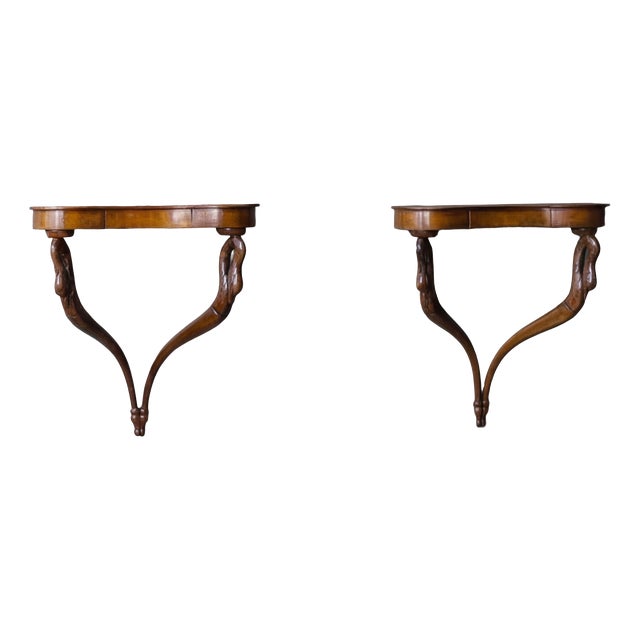 Wall Mounted Console Tables or Nightstands attributed to Guglielmo Ulrich, 1950s, Set of 2 For Sale