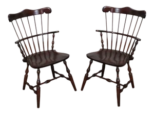 S. Bent Bros Solid Maple Windsor Chairs - a Pair