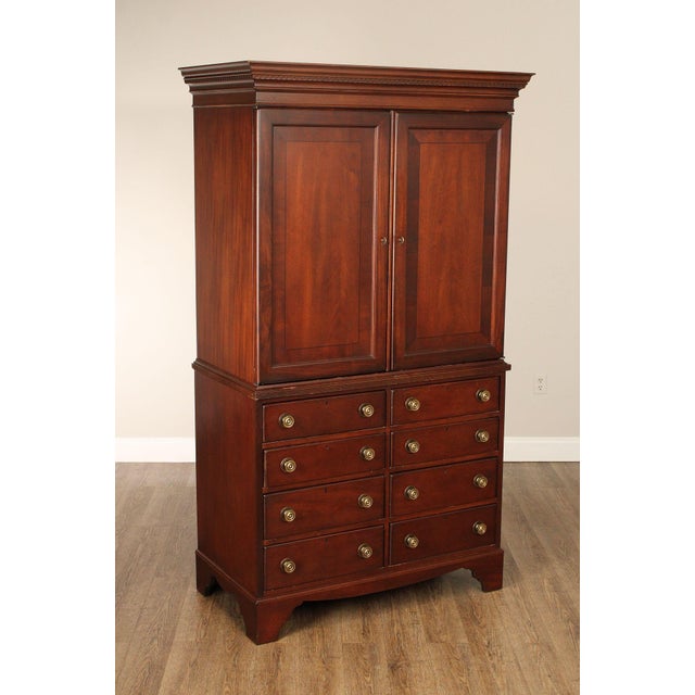 High Quality American Made Mahogany-Finish Armoire with Pair of Doors Opening to Adjustable or Removable Shelves, Over...