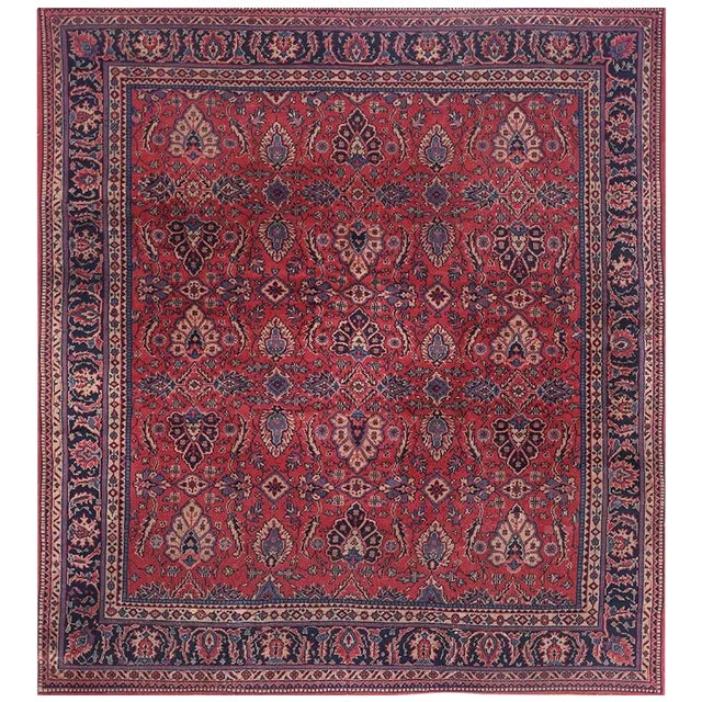 1950s Handwoven Turkish Sparta Area Rug 8'×8'9" For Sale