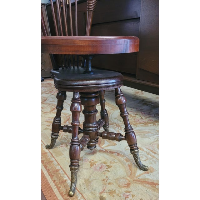 1900 - 1909 Early 20th Century Fine Antique Adjustable Piano Stool For Sale - Image 5 of 9