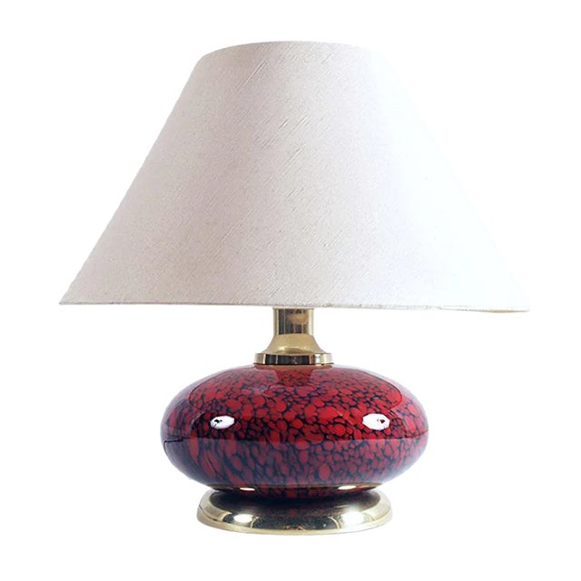 Mid-Century Table Lamp in Murano Glass & Gilt Brass by Tommaso Barbi For Sale