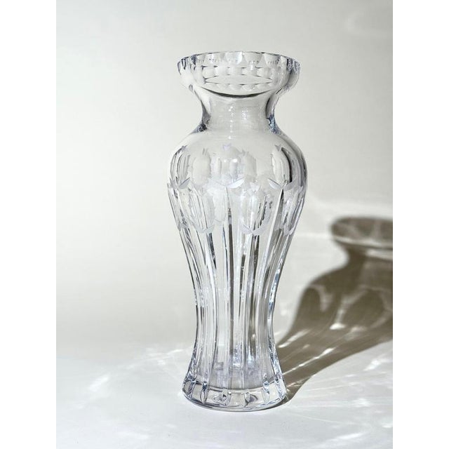 Large Art Deco German Hand-Cut Crystal Thistle Vase, 1920s For Sale - Image 13 of 15