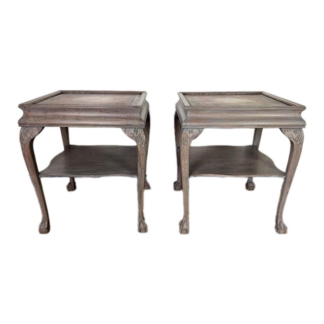 Pair of English Chippendale Style End Tables For Sale