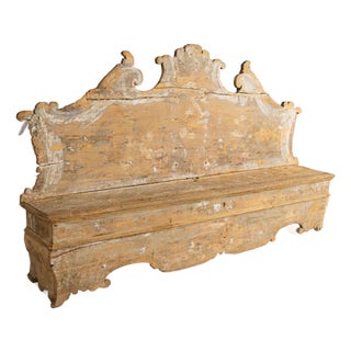 18th C. Italian Baroque Cassapanca Storage Bench in Original Paint For Sale