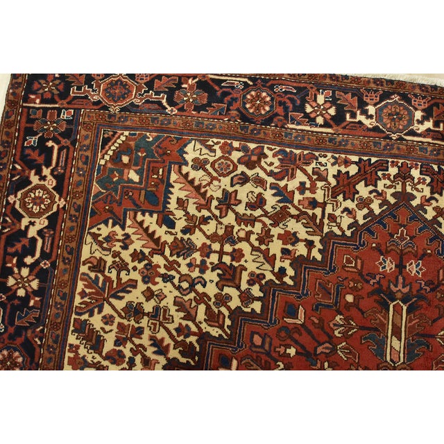 Textile Vintage Heriz Rug 8'3'' X 11'8'' Red Wool Tribal Hand-Knotted Oriental Carpet For Sale - Image 7 of 15