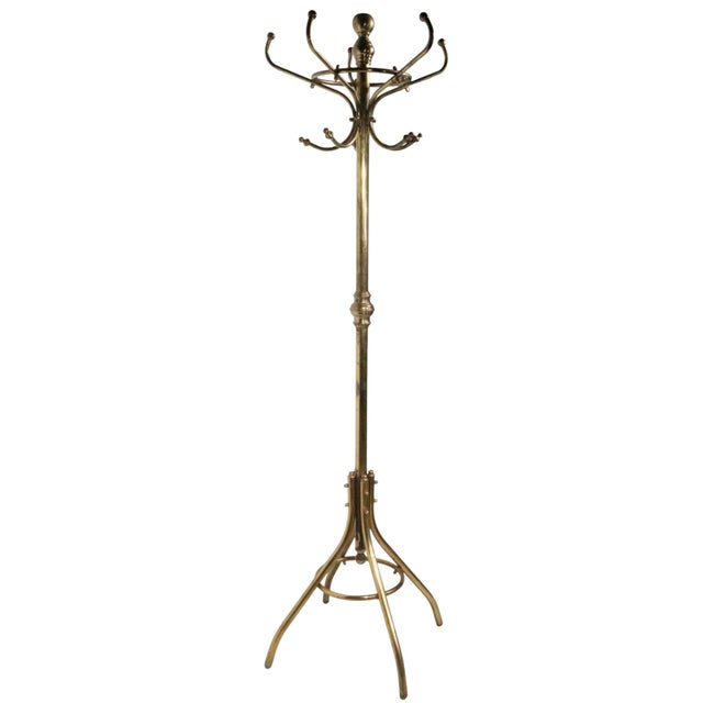Vintage Brass Coat Tree Rack Stand For Sale - Image 10 of 11