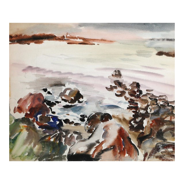 1940s "Rockport P6.4" Watercolor Painting by Eve Nethercott For Sale