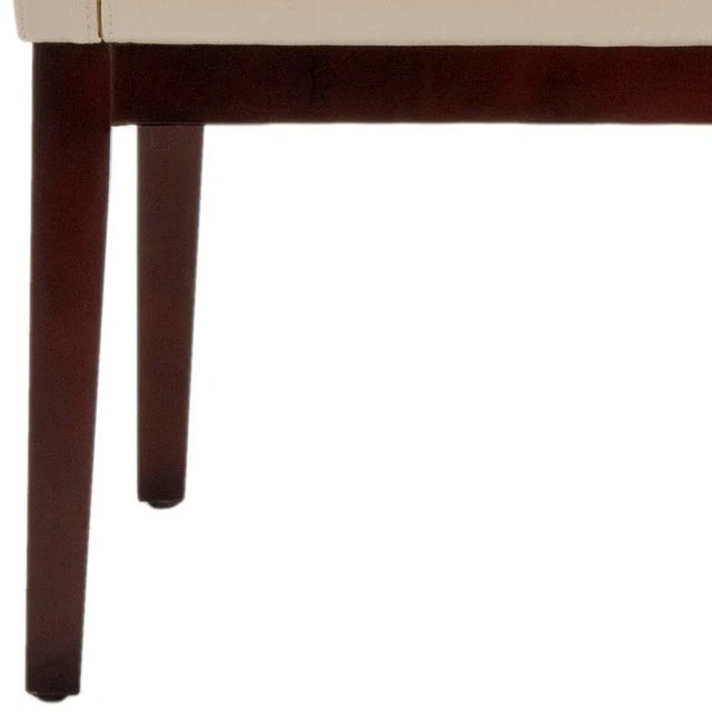 Modern Leather Sloping Armchair, Cream & Cherry Mahogany For Sale - Image 3 of 6