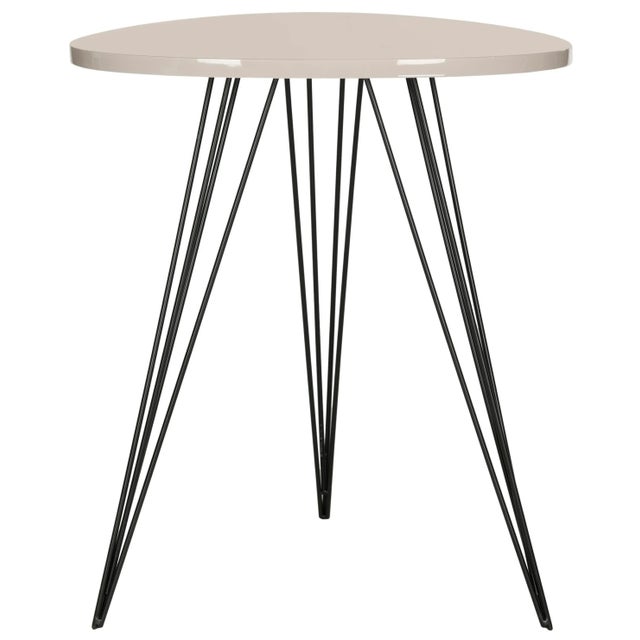 Retro Mid Lacquer Side Table in Taupe & Black For Sale - Image 4 of 4