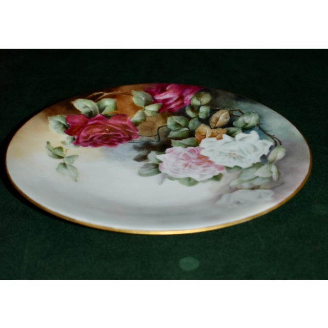 Limoges, France Antique Jean Pouyat Limoges France Hand Painted Rose Porcelain Cabinet Plate For Sale - Image 4 of 13