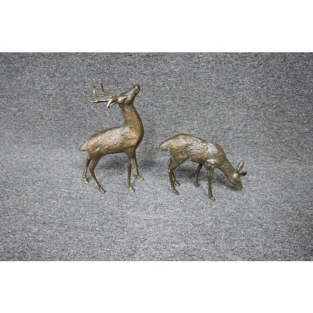 Mid Century Bronze Deer/Pair For Sale - Image 4 of 6