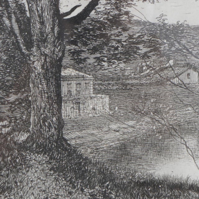 Paper Framed Print, Copy after Corot French Impressionist La Sepia Landscape Painting, 20th Century For Sale - Image 7 of 12