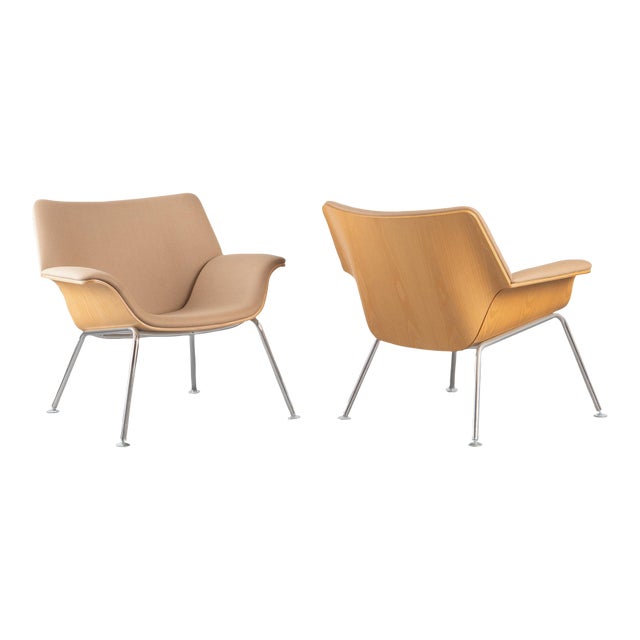 Swoop Plywood Lounge Chairs in Camel Wool & Ash by Brian Kane for Herman Miller, Pair For Sale