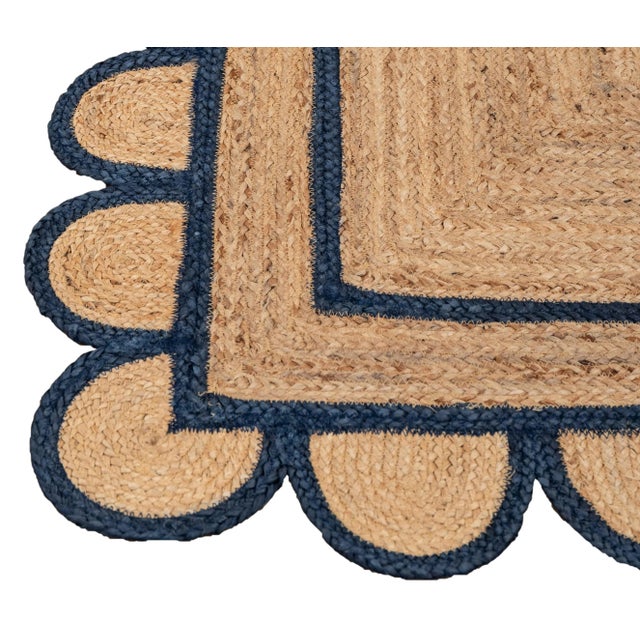 Not Yet Made - Made To Order Scallop Jute Navy Hand Made Rug - 5'x7' For Sale - Image 5 of 12