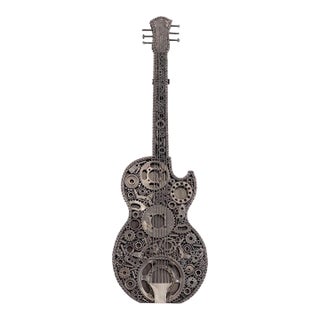 Premium Handcrafted Recycled Metal Guitar Sculpture | 54" | One of a Kind For Sale