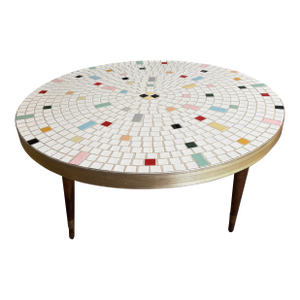 Vintage Mosaic Tile Round Coffee Table