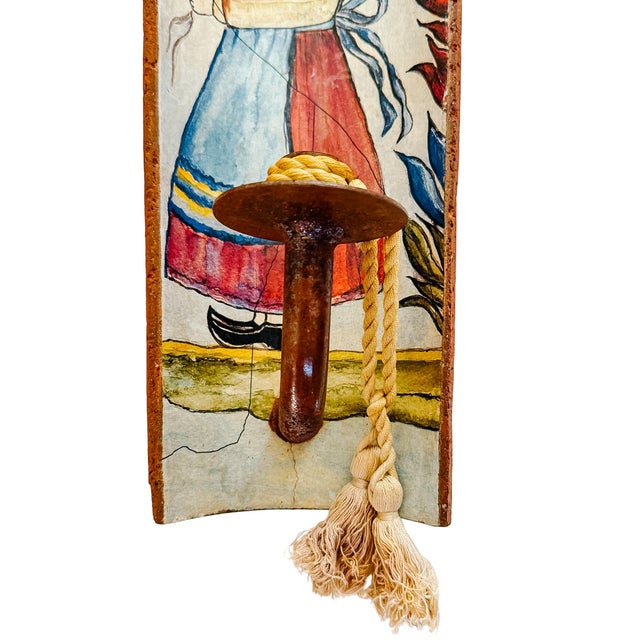 1980s French Provincial Terracotta Tile Candle Sconces With Breton Folk Figures - A Pair For Sale - Image 11 of 16