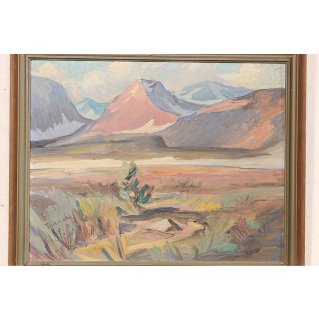 Swedish Framed Mountain Landscape, 1950's For Sale - Image 4 of 12