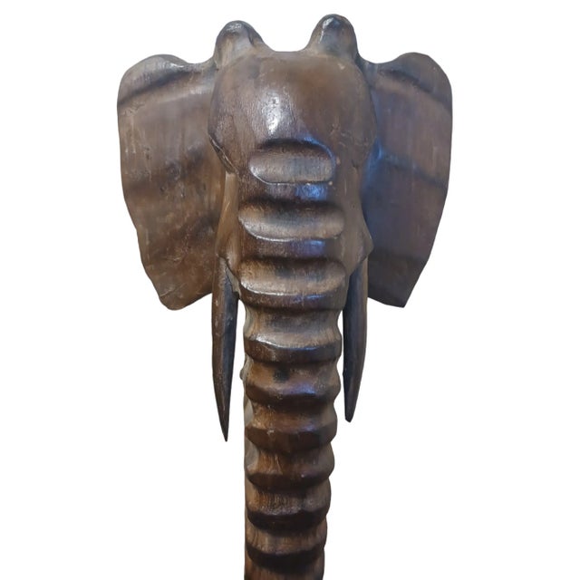 Vintage large wooden elephant wall hanger.