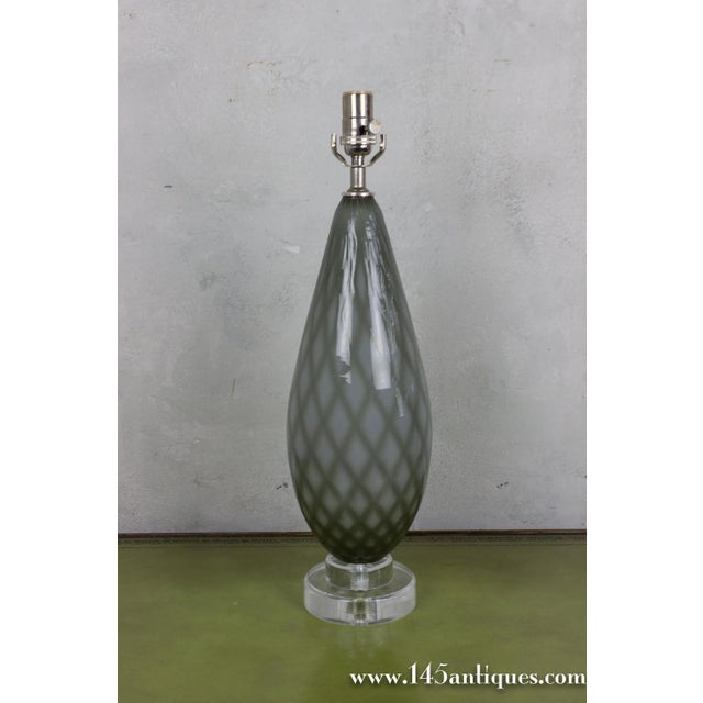 1950s Pair of Italian Murano Glass Table Lamps With Diamond Pattern, 1950s For Sale - Image 5 of 10