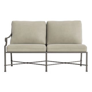 Brown Jordan Venetian Left Arm Loveseat, Mica frame with Fusion Meadow fabric For Sale