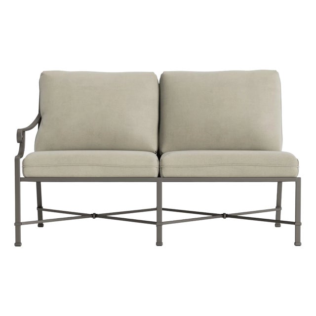 Brown Jordan Venetian Left Arm Loveseat, Mica frame with Fusion Meadow fabric For Sale