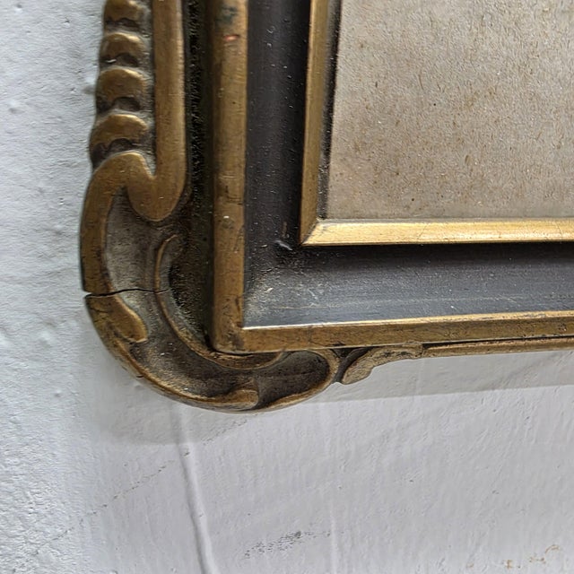 1930s Art Deco Wood Picture Frame, Gold Polychrome Floral Crest, 8x10 For Sale - Image 6 of 14