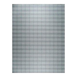 10x14 Gray Flat Weave Wool Subtle Plaid Texture Geometric Modern Carpet Rug For Sale