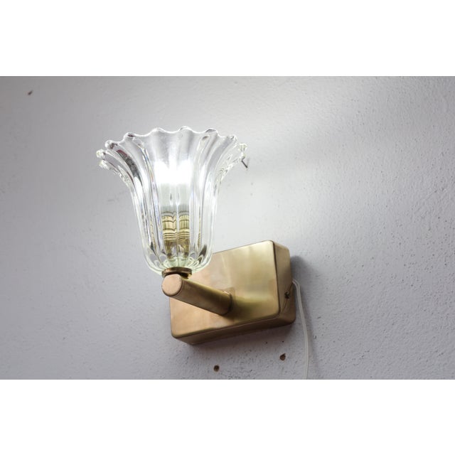 Set of 3 Art Decò Barovier & Toso Wall Light Murano Art Glass and Brass, 1940s For Sale - Image 14 of 14