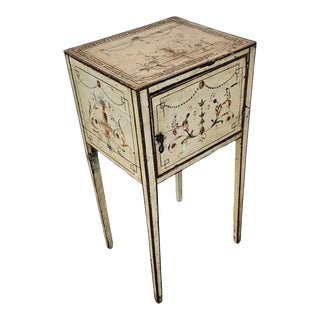 Antique Italian Neoclassical Hand Painted Nightstand Table For Sale