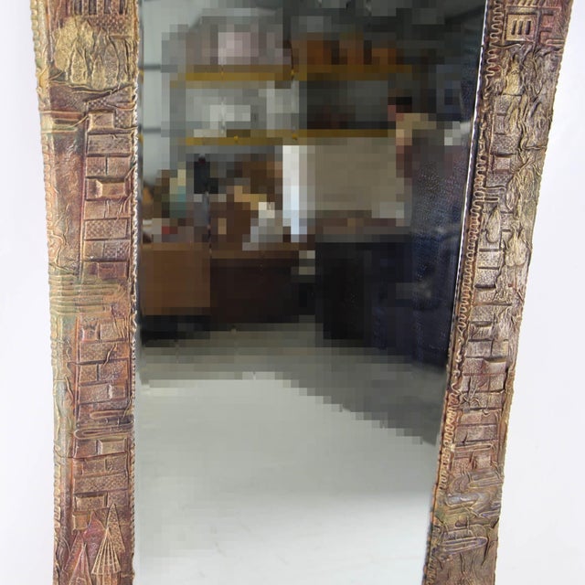 Large Leather Mirror, 1970s For Sale - Image 4 of 16