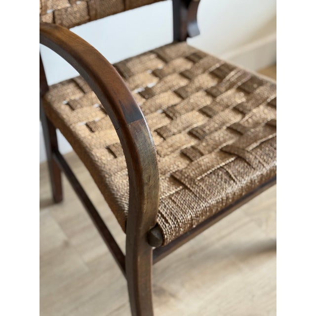 Brown Early 20th Century European Art Deco Rush Chair For Sale - Image 8 of 13