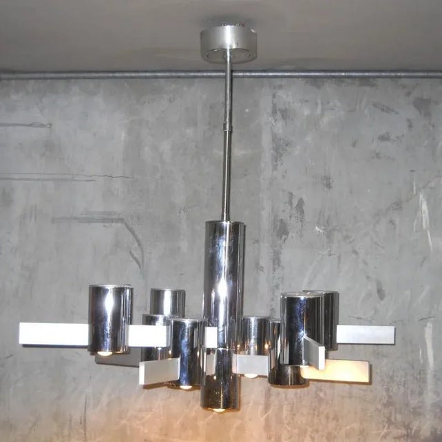 Silver Aluminium Ceiling Light by Gaetano Sciolari For Sale - Image 8 of 8